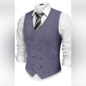 COOFANDY Double Breasted Suit Vest Lightweight Waistcoat Slim Fit Sz M Men